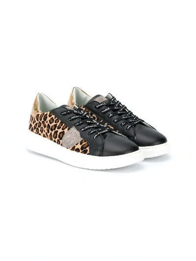 Shop Philippe Model Teen Leopard Print Sneakers In Brown