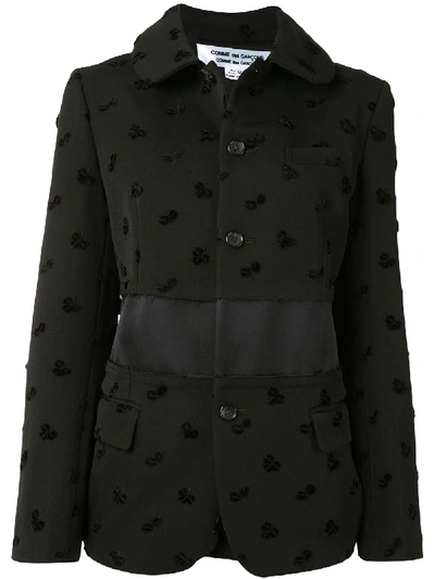 Shop Comme Des Garçons Comme Des Garçons Floral Embroidered Blazer In Black