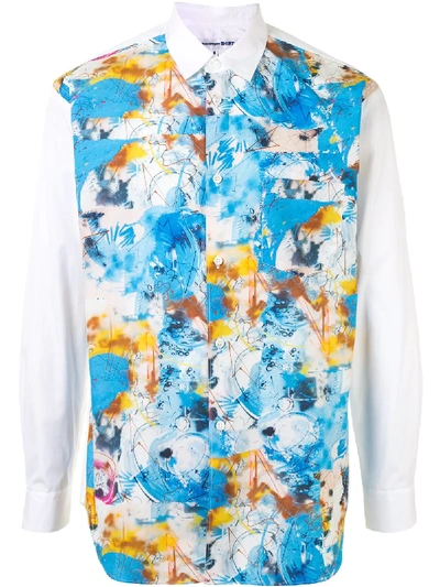 Shop Comme Des Garçons Shirt Futura Print Panelled Shirt In Multicolour