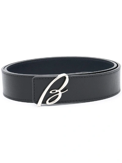 Brioni Reversible Black Script Logo Belt In Black