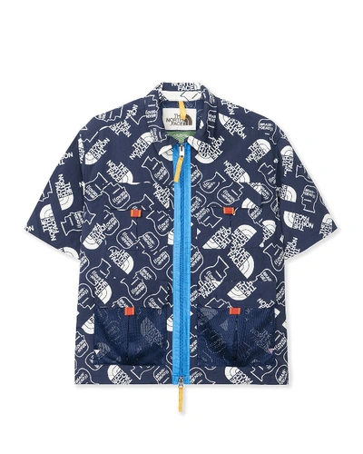 Pre-owned The North Face X Brain Dead Boxy Mountain Shirt Navy | ModeSens