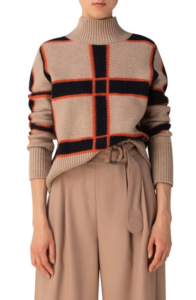 Shop Akris Punto Wool & Cashmere Blend Sweater In Tatami-black-begonia