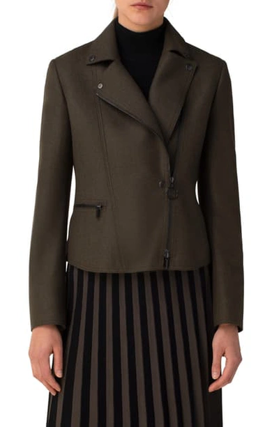 Shop Akris Punto Angora Blend Moto Jacket In Bamboo