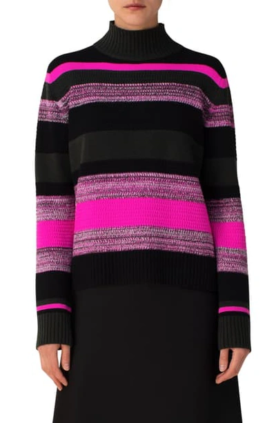 Shop Akris Punto Wool & Cashmere Sweater In Neo Pink-bamboo-multi