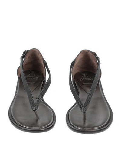 Shop Brunello Cucinelli Toe Strap Sandals In Dark Green