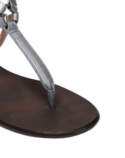 Shop Brunello Cucinelli Toe Strap Sandals In Silver