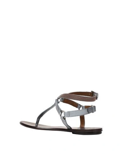 Shop Brunello Cucinelli Toe Strap Sandals In Silver