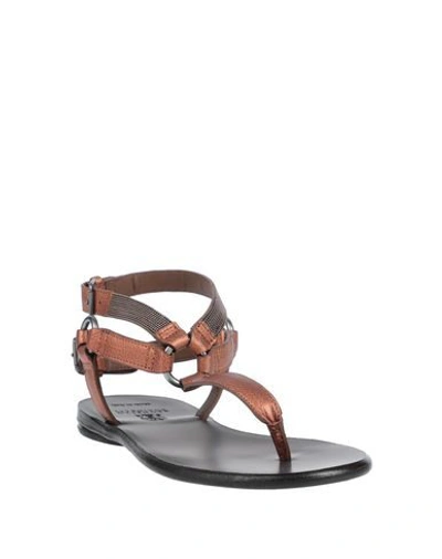 Shop Brunello Cucinelli Toe Strap Sandals In Copper