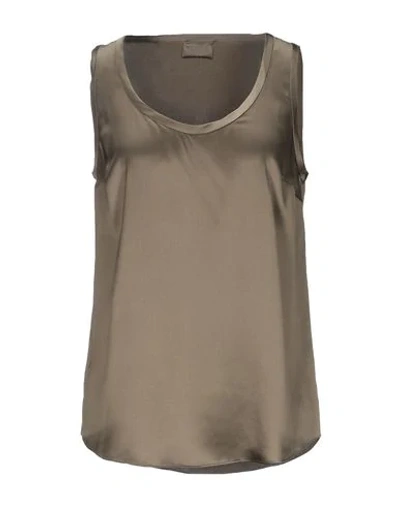 Shop Brunello Cucinelli Tops In Military Green