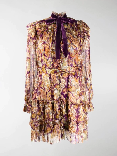 Shop Zimmermann Paisley Print Blouson Dress In Purple