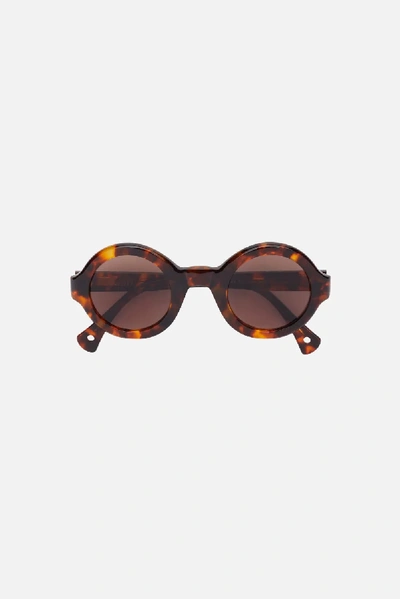 Shop Ami Alexandre Mattiussi Round Sunglasses In Brown