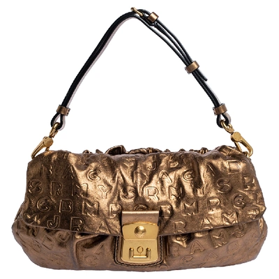 Pre-owned Marc By Marc Jacobs Metallic Gold Monogram Leather Shoulder Bag