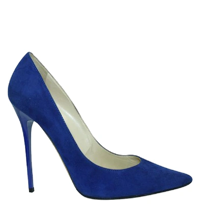 Pre-owned Jimmy Choo Blue Suede Anouk Pumps