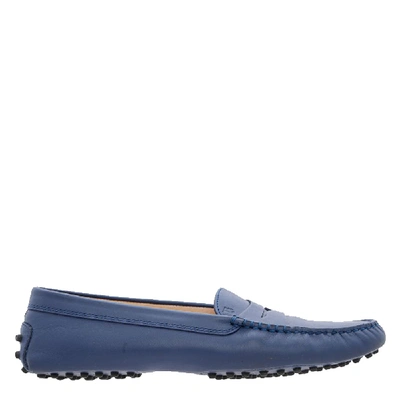 Pre-owned Tod's Blue Leather City Loafers In Navy Blue