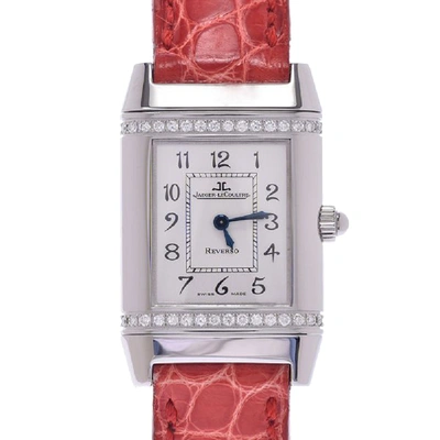 Pre-owned Jaeger-lecoultre Silver Diamonds Stainless Steel Reverso 265.8.080 Women's Wristwatch 20 X 32 Mm