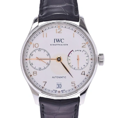 Pre-owned Iwc Schaffhausen Silver Stainless Steel Portugieser Automatic Iw500704 Men's Wristwatch 42 Mm