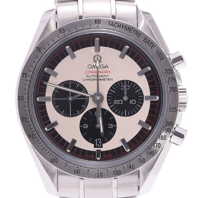 Pre-owned Omega White/black Stainless Steel Speedmaster Schumacher 04 6000 Limited 3559.32 Men's Wristwatch 42 Mm