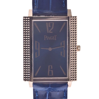 Pre-owned Piaget Blue 18k Rose Gold 90300 Women's Wristwatch 28 Mm