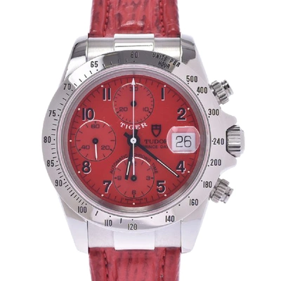 Pre-owned Tudor Red Stainless Steel Tiger Prince Date Chronograph Automatic 79280p Men's Wristwatch 40 Mm