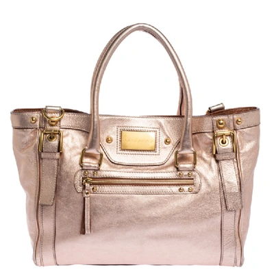 Pre-owned Dolce & Gabbana Metallic Peach Leather Miss Easy Way Tote
