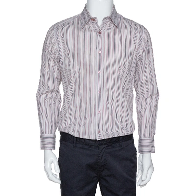 Pre-owned Dolce & Gabbana Dusty Pink Striped Cotton Button Front Shirt L