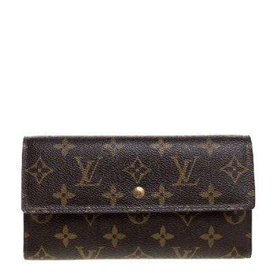 Pre-owned Louis Vuitton Monogram Canvas Sarah Continental Wallet In Brown