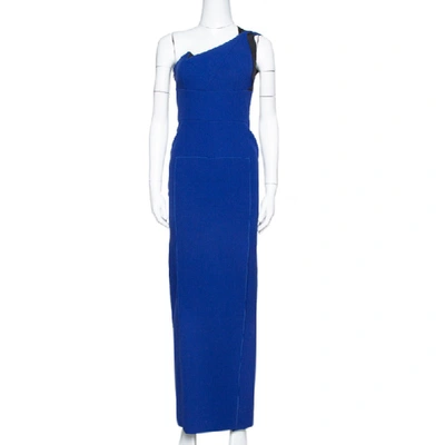 Pre-owned Roland Mouret Blue Wool One Shoulder Gown S