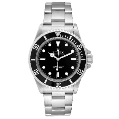 Pre-owned Rolex Black Stainless Steel Submariner 14060 Automatic Men's Wristwatch 40 Mm