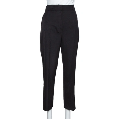 Pre-owned Prada Black Synthetic High Waisted Straight Leg Trousers S