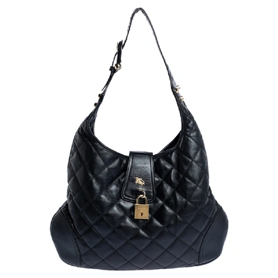 Pre-owned Burberry Black Quilted Leather Brooke Hobo