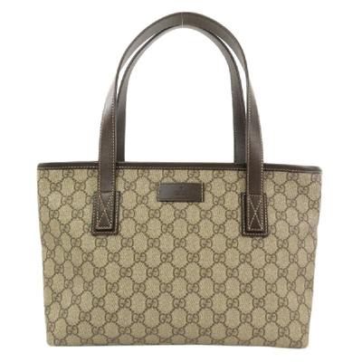 Pre-owned Gucci Brown Gg Supreme Coated Canvas Tote In Beige