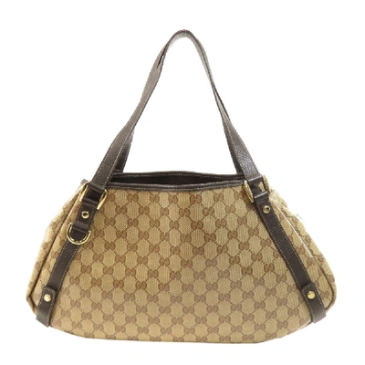 Pre-owned Gucci Beige Gg Coated Canvas Abbey Tote