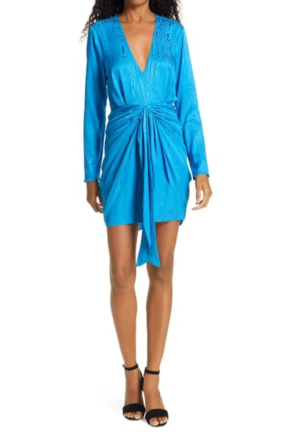 Shop Ronny Kobo Marissa Long Sleeve Silk Blend Minidress In Mediterranean