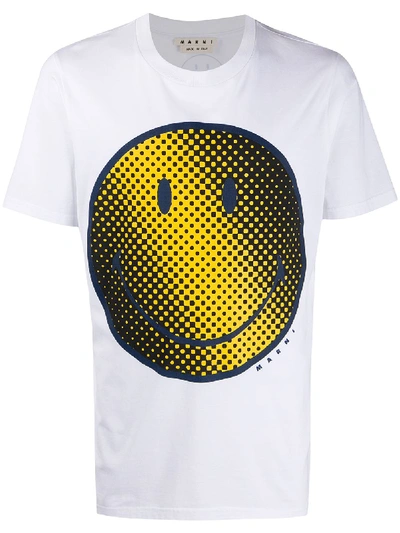 Shop Marni Smiley Face Print T-shirt In White
