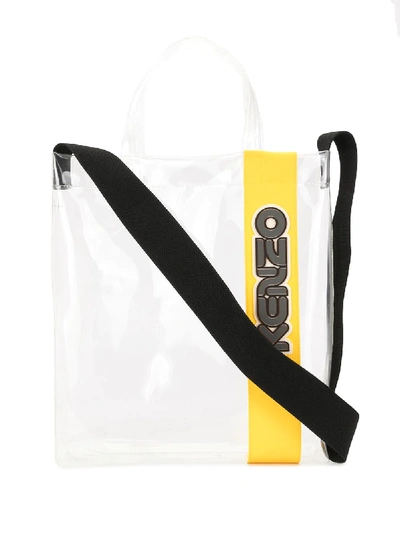 Shop Kenzo Transparent Panel Tote Bag In Neutrals