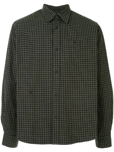 Shop Kenzo Relaxed Check Pattern Shirt In Green
