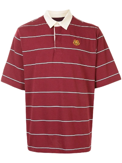 Shop Kenzo Striped Tiger Polo Shirt In Red