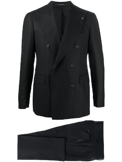 Shop Tagliatore Double Breasted Formal Suit In Black