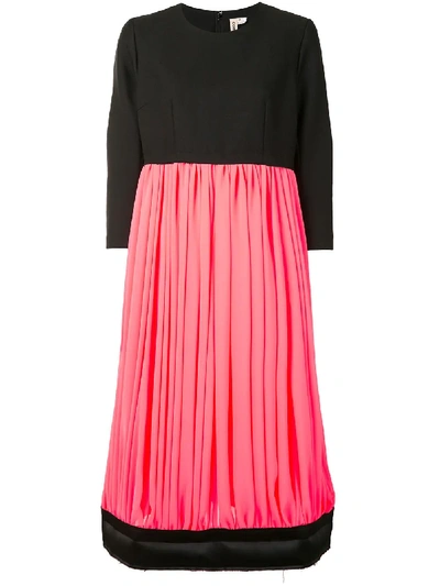 Shop Comme Des Garçons Colour-block Gathered Dress In Pink