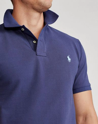 Shop Polo Ralph Lauren Custom Slim Fit Mesh Polo Man Polo Shirt Blue Size Xs Cotton