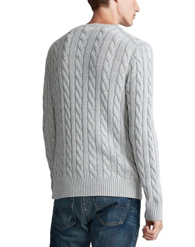 Shop Polo Ralph Lauren Cable-knit Cotton Sweater Man Sweater Light Grey Size Xxl Cotton