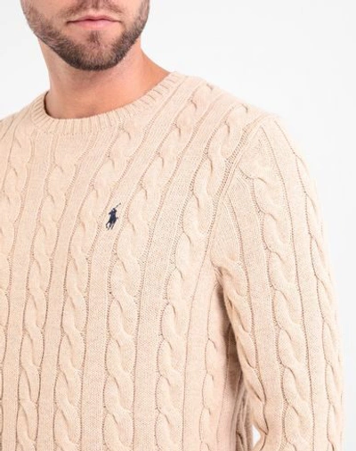 Shop Polo Ralph Lauren Cable-knit Cotton Sweater Man Sweater Beige Size Xxl Cotton