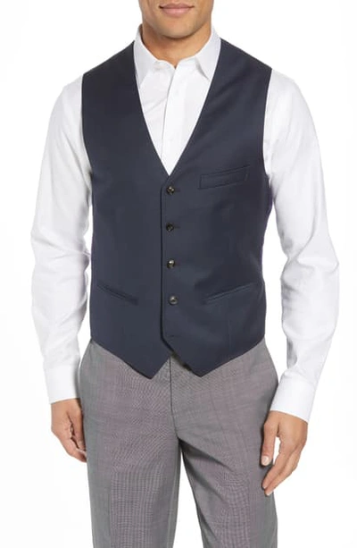 Shop Ted Baker Troy Trim Fit Solid Wool Vest In Old Blue