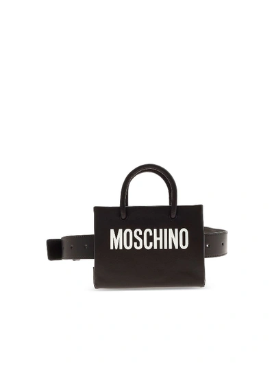 Shop Moschino Black Mini Shopper Shaped Belt Bag