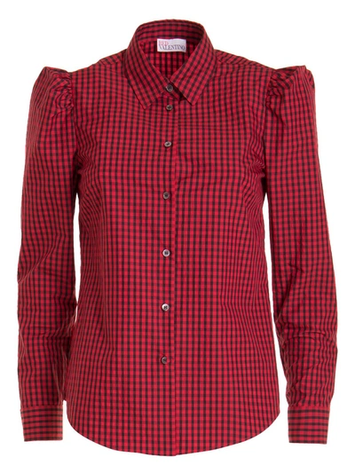 Shop Red Valentino Vichy Cotton Blend Shirt In Red