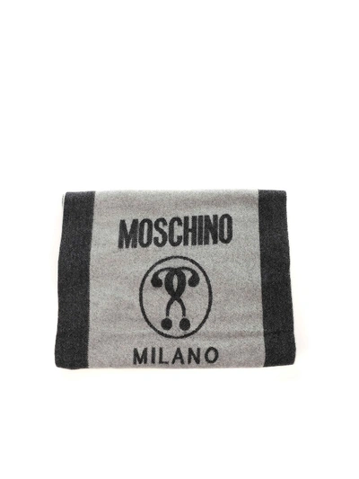 Shop Moschino Double Question Mark Scarf Black And Grey