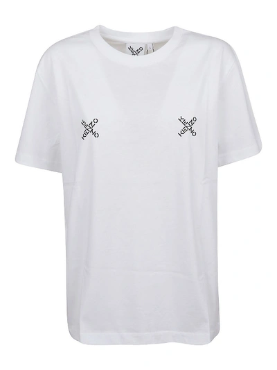 Shop Kenzo Logo Printed Cotton T-shirt In White