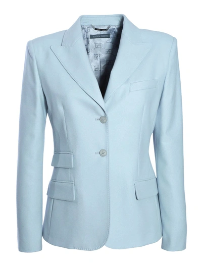Shop Alberta Ferretti Single-breasted Light Blue Jacket