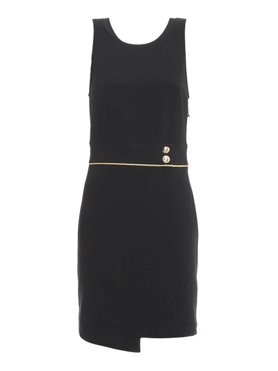 Shop Patrizia Pepe Button Detail Viscose Blend Dress In Black