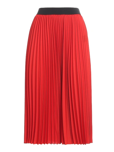 Shop Patrizia Pepe Tech Fabric Pleated Midi Skirt In Red